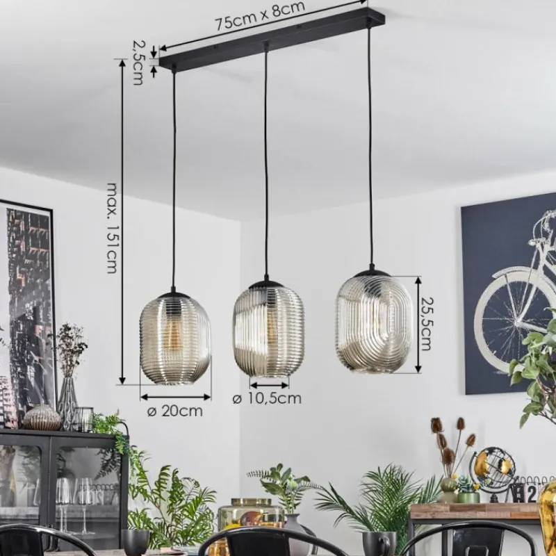 hofstein Suspension Crabinaille Noir, 3 lumières* Suspensions