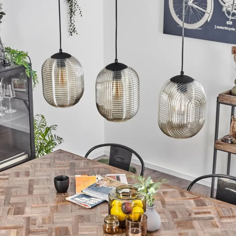 hofstein Suspension Crabinaille Noir, 3 lumières* Suspensions