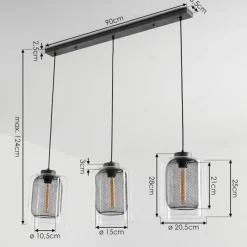 hofstein Suspension Crucible Gris, Noir, 3 lumières