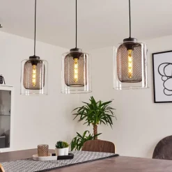 hofstein Suspension Crucible Gris, Noir, 3 lumières