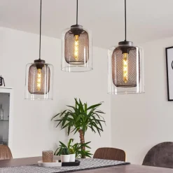 hofstein Suspension Crucible Gris, Noir, 3 lumières