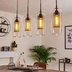 hofstein Suspension Crucible Gris, Noir, 4 lumières