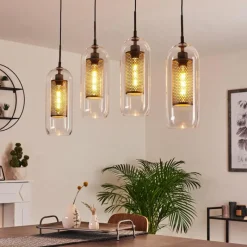 hofstein Suspension Crucible Gris, Noir, 4 lumières