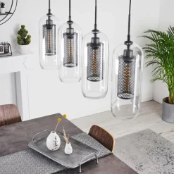 hofstein Suspension Crucible Gris, Noir, 4 lumières