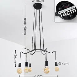 hofstein Suspension Cuyama Noir, 6 lumières