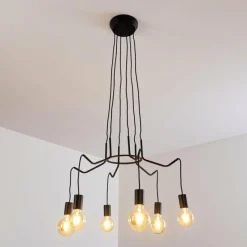 hofstein Suspension Cuyama Noir, 6 lumières