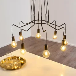 Luminaires Rustiques-hofstein Suspension Cuyama Noir, 4 lumières