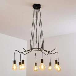 Luminaires Rustiques-hofstein Suspension Cuyama Noir, 4 lumières