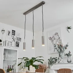 hofstein Suspension Dalheim LED Nickel mat, 3 lumières* Éclairage Led