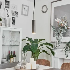 hofstein Suspension Dalheim LED Nickel mat, 1 lumière