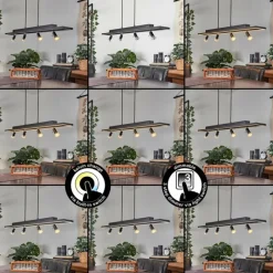 hofstein Suspension Deadwood LED Brun, Couleur bois, 5 lumières