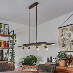 hofstein Suspension Deadwood LED Brun, Couleur bois, 5 lumières