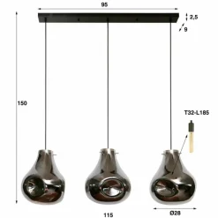 hofstein Suspension Dent Anthracite, 3 lumières