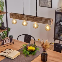 Luminaires Scandinaves-hofstein Suspension Derville Écru, Noir, 4 lumières