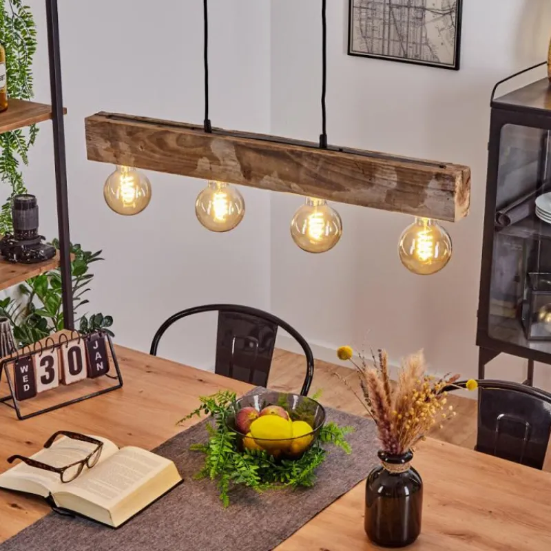 Luminaires Scandinaves-hofstein Suspension Derville Écru, Noir, 4 lumières