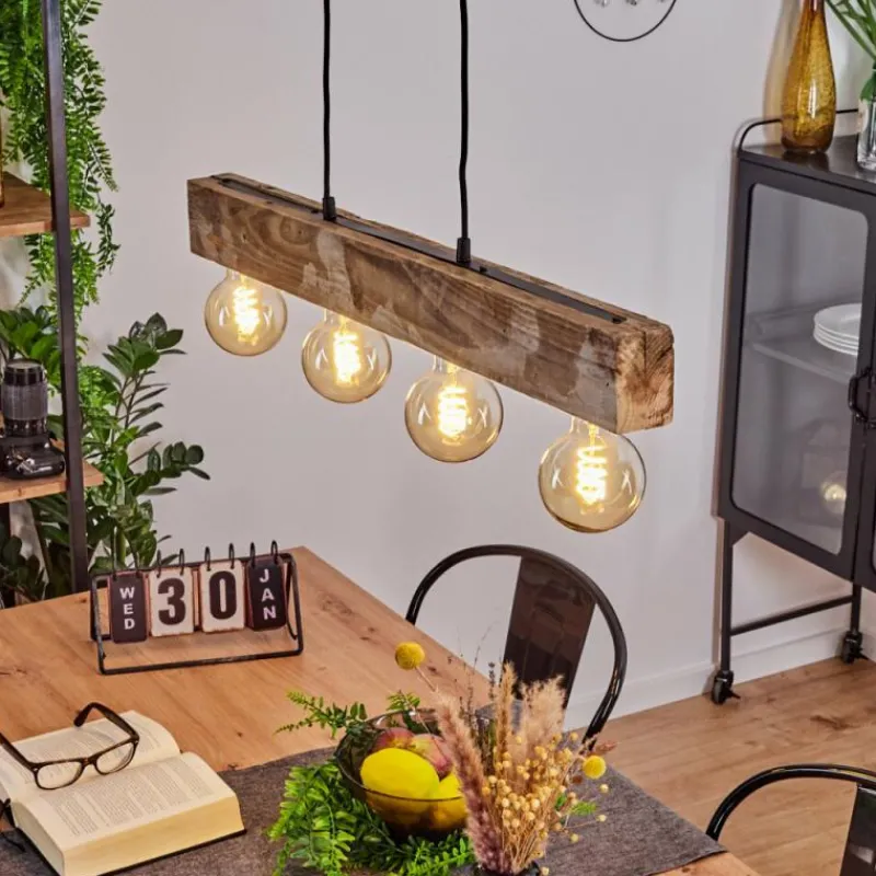 Luminaires Scandinaves-hofstein Suspension Derville Écru, Noir, 4 lumières