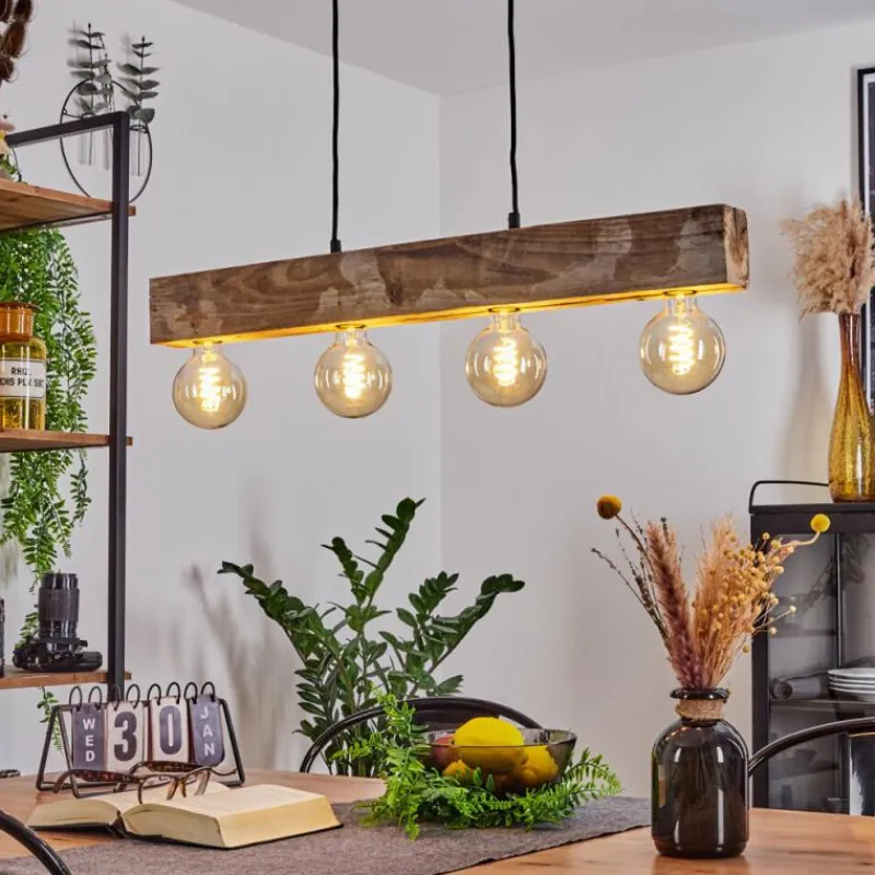 Luminaires Scandinaves-hofstein Suspension Derville Écru, Noir, 4 lumières