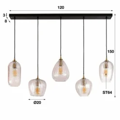 hofstein Suspension Diamond Anthracite, 5 lumières