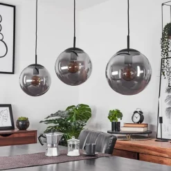 Suspension Verre Fumé-hofstein Suspension Doussal Noir, 3 lumières