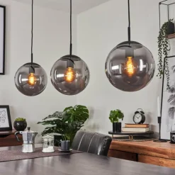 Suspension Verre Fumé-hofstein Suspension Doussal Noir, 3 lumières