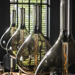 Suspension Verre Fumé-hofstein Suspension Drop Anthracite, 4 lumières