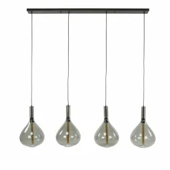 Suspension Verre Fumé-hofstein Suspension Drop Anthracite, 4 lumières