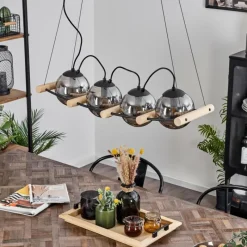 Suspension Verre Fumé-hofstein Suspension Duchemin Écru, Noir, 4 lumières