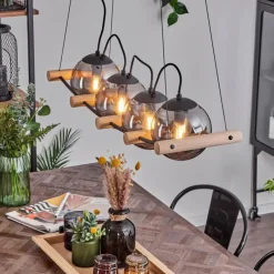 Suspension Verre Fumé-hofstein Suspension Duchemin Écru, Noir, 4 lumières