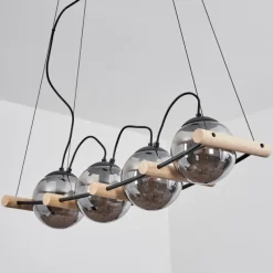 Suspension Verre Fumé-hofstein Suspension Duchemin Écru, Noir, 4 lumières