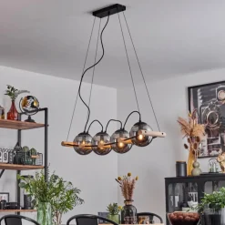 Suspension Verre Fumé-hofstein Suspension Duchemin Écru, Noir, 4 lumières