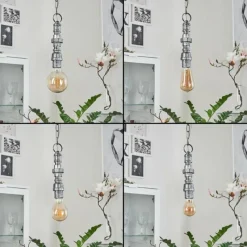 Lampes Vintages & Rétros-hofstein Suspension Dufort Argenté, 1 lumière