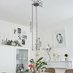 Lampes Vintages & Rétros-hofstein Suspension Dufort Argenté, 1 lumière