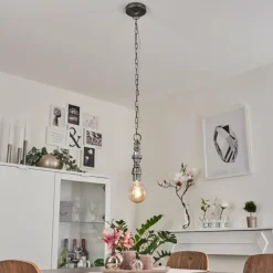 Lampes Vintages & Rétros-hofstein Suspension Dufort Argenté, 1 lumière