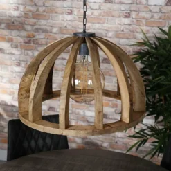 Lampes Vintages & Rétros-hofstein Suspension DUIVENHOEK Bois clair, 1 lumière