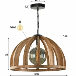 Lampes Vintages & Rétros-hofstein Suspension DUIVENHOEK Bois clair, 1 lumière