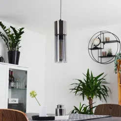 Suspension Verre Fumé-hofstein Suspension Dulcita Nickel mat, 1 lumière