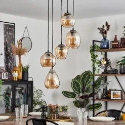 hofstein Suspension Echallens Argenté, 5 lumières