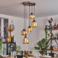 hofstein Suspension Echallens Argenté, 5 lumières