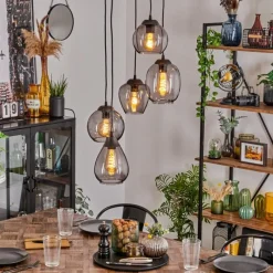 hofstein Suspension Echallens Noir, 5 lumières