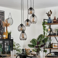 hofstein Suspension Echallens Noir, 5 lumières