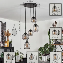 hofstein Suspension Echallens Noir, 5 lumières