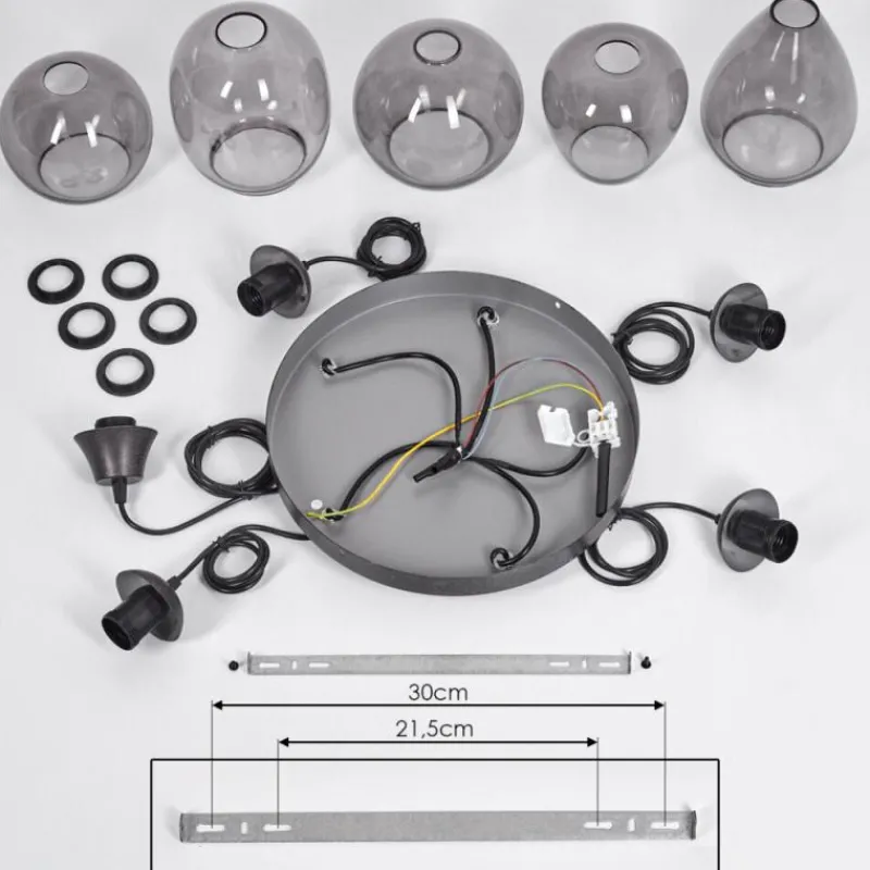 hofstein Suspension Echallens Noir, 5 lumières