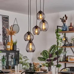 hofstein Suspension Echallens Noir, 5 lumières