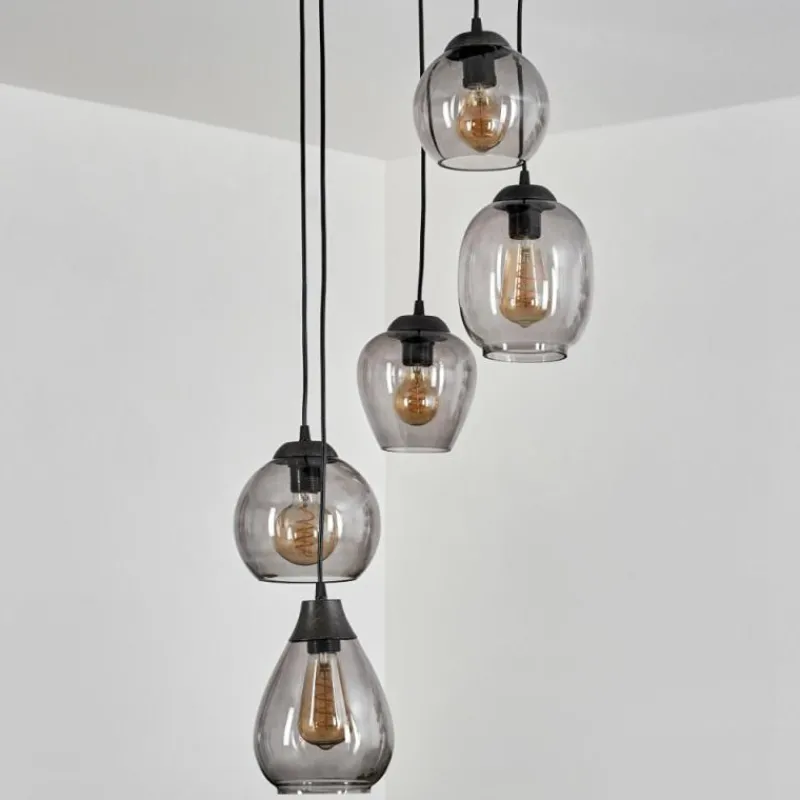 hofstein Suspension Echallens Noir, 5 lumières