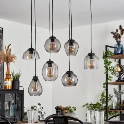 Suspension Verre Fumé-hofstein Suspension Echallens Noir, 7 lumières