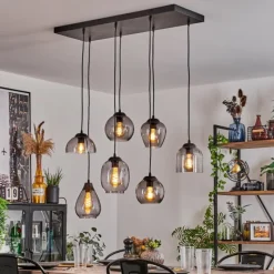 Suspension Verre Fumé-hofstein Suspension Echallens Noir, 7 lumières