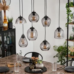 Suspension Verre Fumé-hofstein Suspension Echallens Noir, 7 lumières