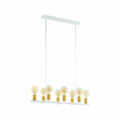 Lampes Dorées-Luminaires Eglo Suspension Eglo ADRI Or, Blanc, 8 lumières