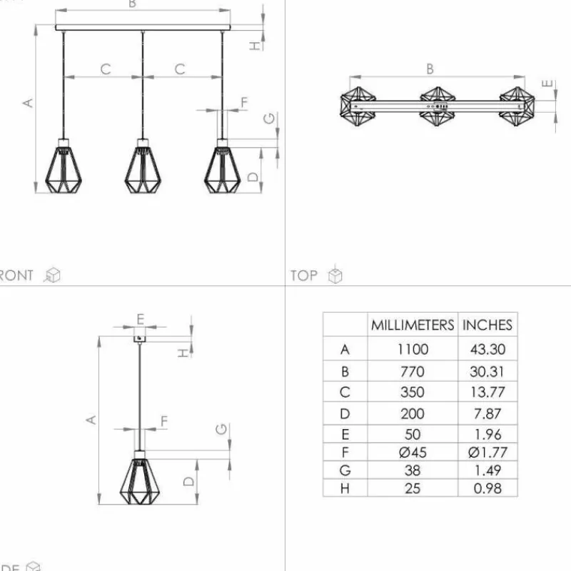 Style Boho-Chic-Luminaires Eglo Suspension Eglo ADWICKLE Noir, 3 lumières