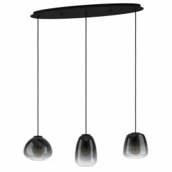 Suspension Verre Fumé-Luminaires Eglo Suspension Eglo AGUILARES Noir, 3 lumières
